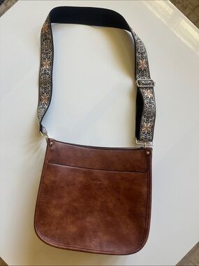 NWOT Caitina Brown Vegan Leather Crossbody Bag with Decorative Strap